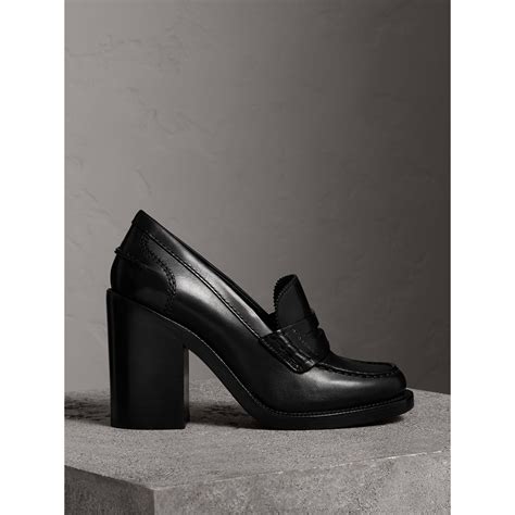 burberry leather block-heel penny loafers|Burberry Women's Rupert Penny Loafers .